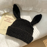 Bunny Ears Lambswool Beanie Hat | Gthic.com