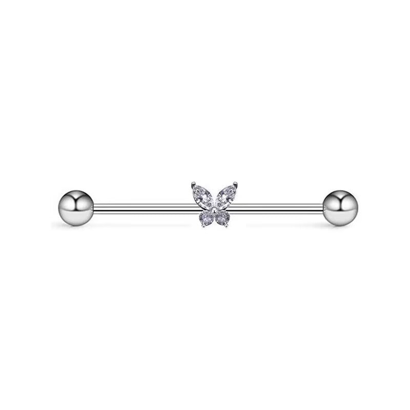 Butterfly Inlaid Zircon Stainless Steel Industrial Piercing