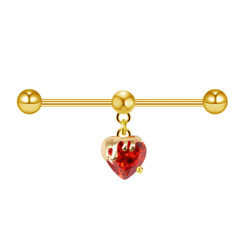 Butterfly Pattern Heart Design Copper Industrial Piercing