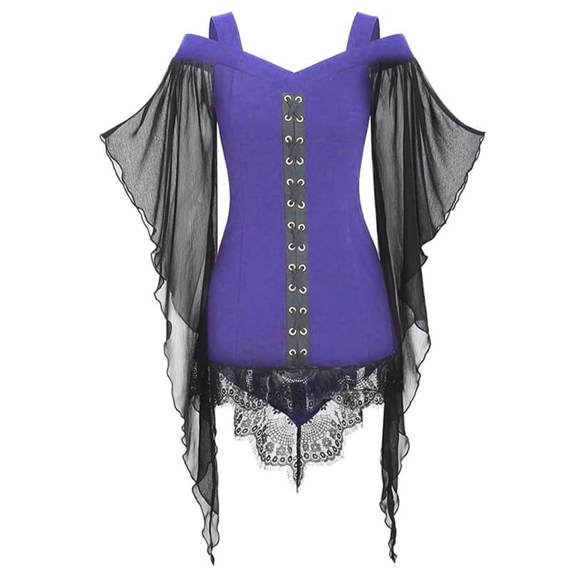 Butterfly Wing Sleeve Polyester Gothic Top | Gthic.com