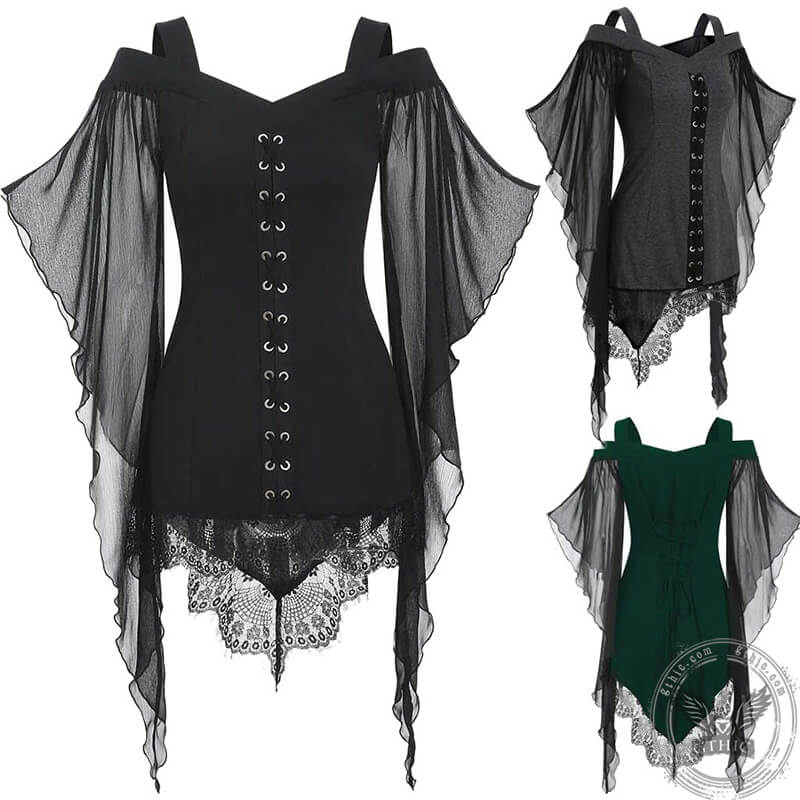 Butterfly Wing Sleeve Polyester Gothic Top | Gthic.com