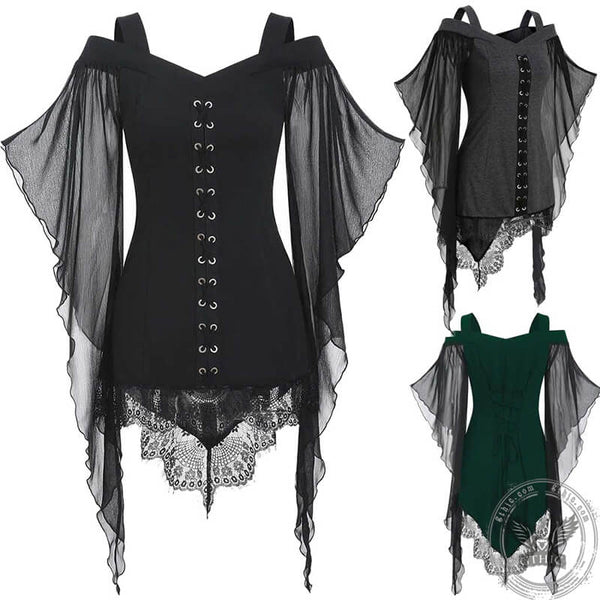 Butterfly Wing Sleeve Polyester Gothic Top | Gthic.com