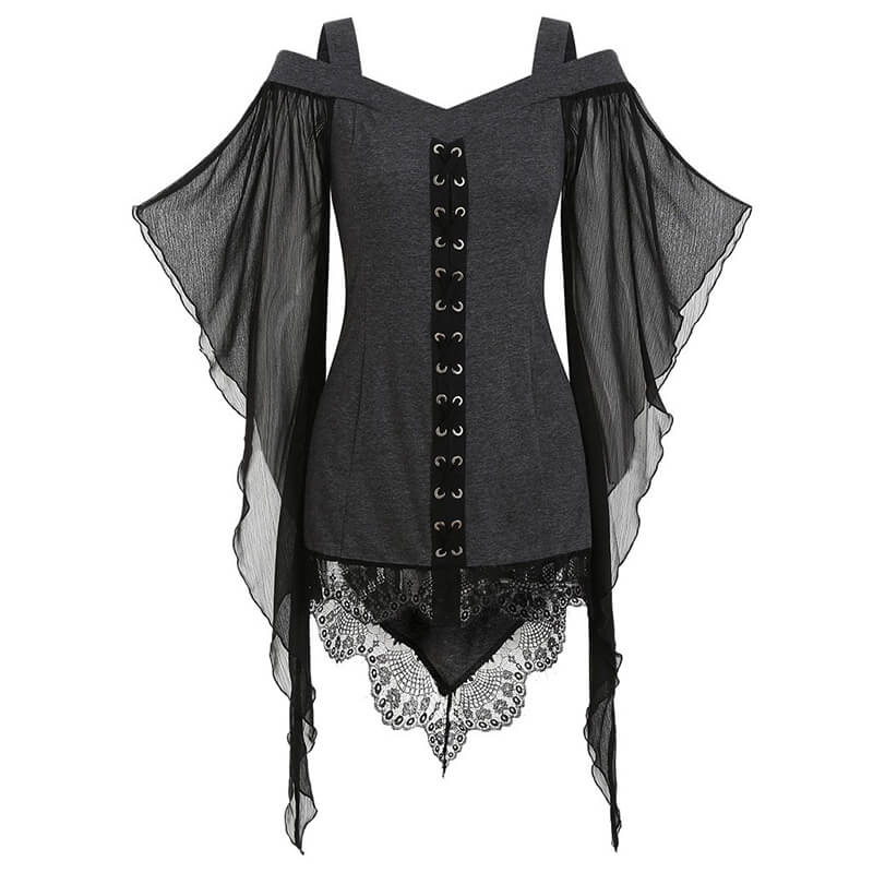 Butterfly Wing Sleeve Polyester Gothic Top | Gthic.com