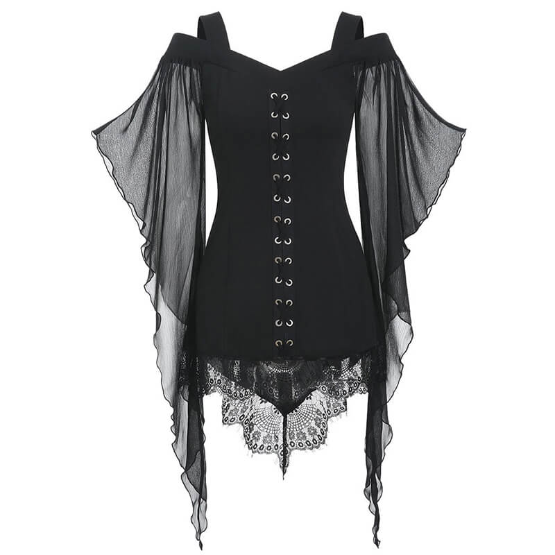 Butterfly Wing Sleeve Polyester Gothic Top | Gthic.com