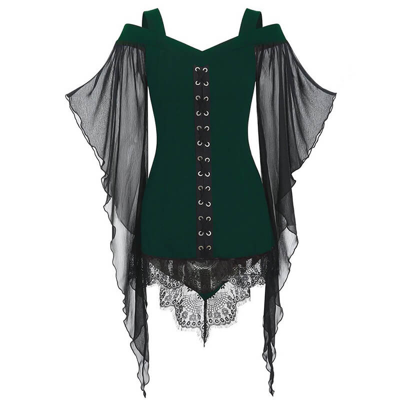 Butterfly Wing Sleeve Polyester Gothic Top | Gthic.com