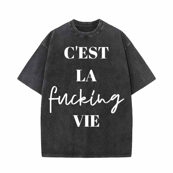 C’est La Fucking Vie Vintage Washed T-shirt Vest Top | Gthic.com
