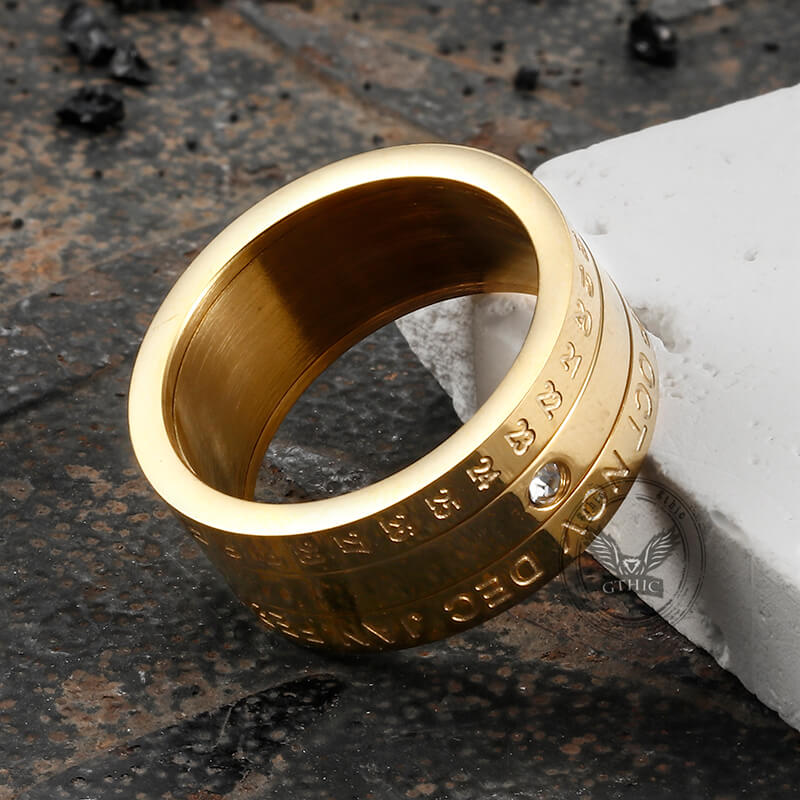 Calendar Diamond Stainless Steel Spinner Ring | Gthic.com