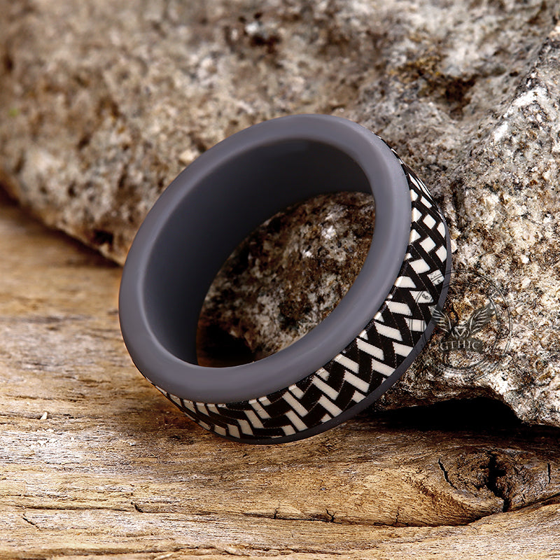 Carbon Fiber Pattern Silicone Ring Set | Gthic.com