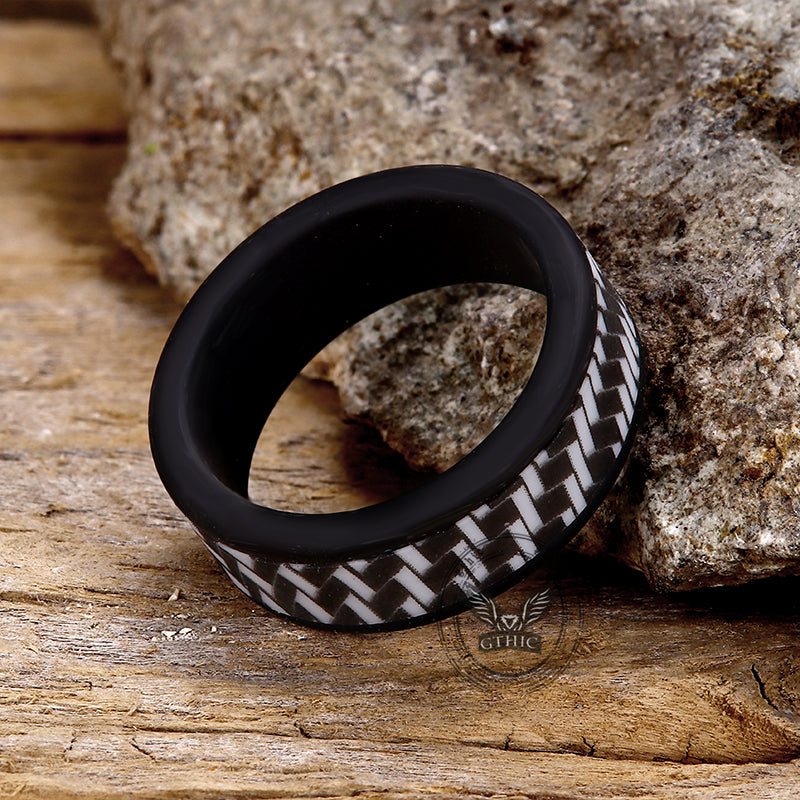 Carbon Fiber Pattern Silicone Ring Set | Gthic.com