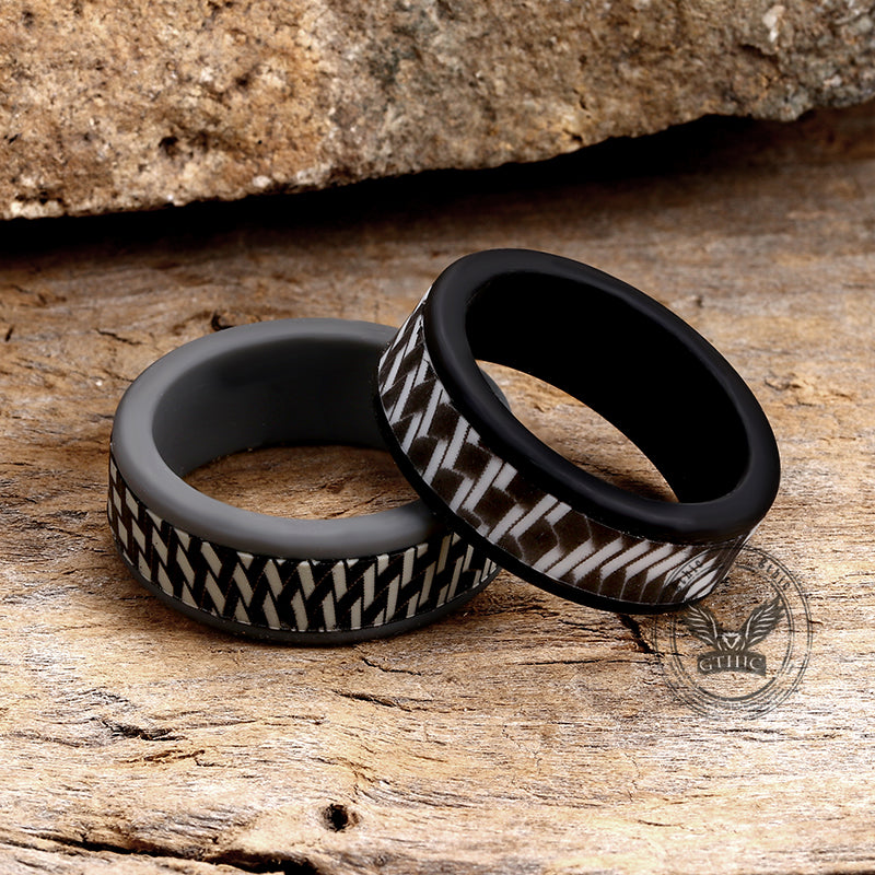 Carbon Fiber Pattern Silicone Ring Set | Gthic.com