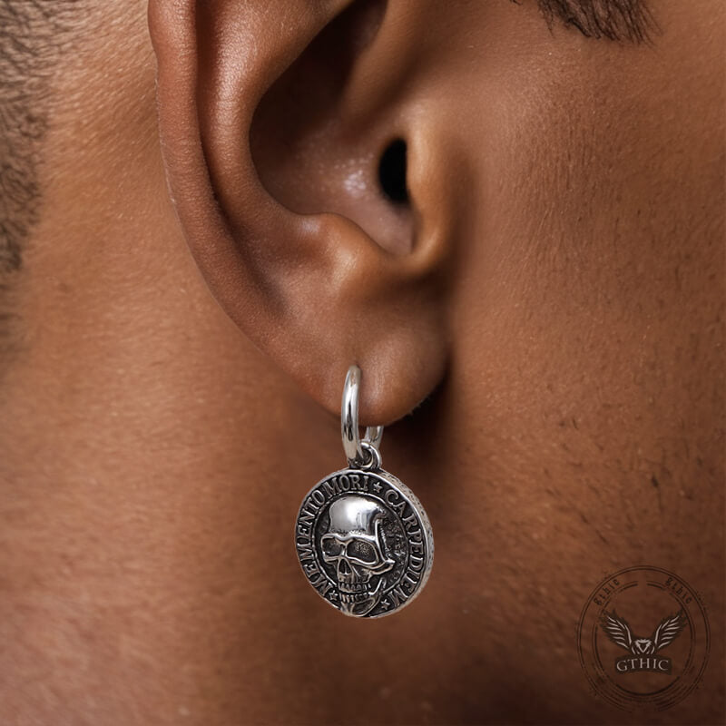 Carpe Diem Skull Stainless Steel Earrings