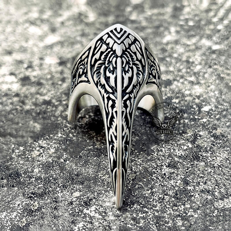 Carve Patterns Sterling Silver Archer Ring | Gthic.com