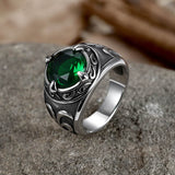 Carved Stainless Steel Gemstone Ring | Gthic.com