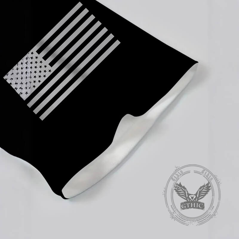 Casual American Flag Skull Print Crew Neck T-Shirt | Gthic.com