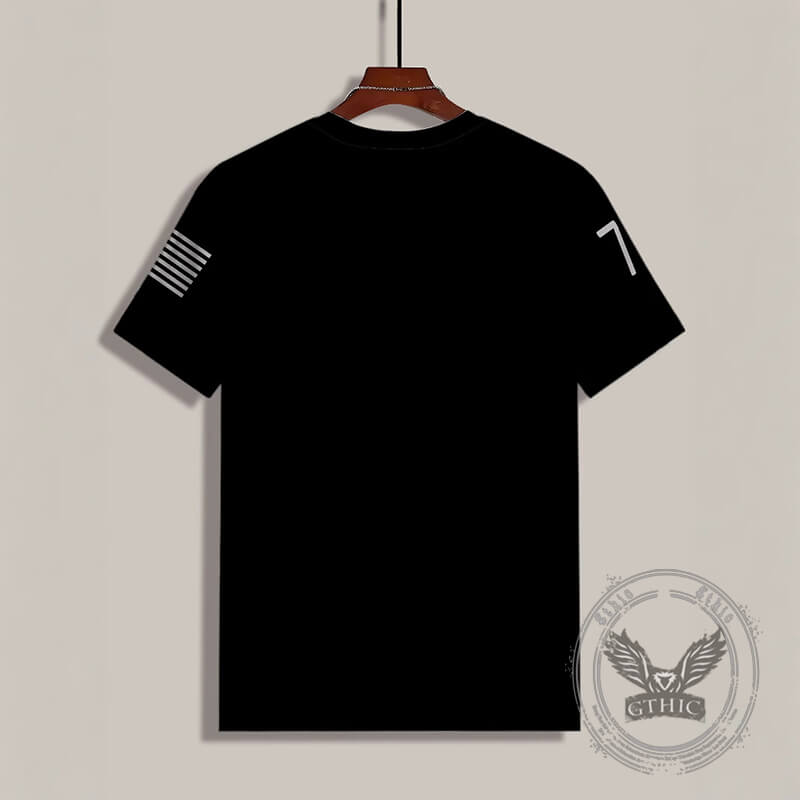 Casual American Flag Skull Print Crew Neck T-Shirt | Gthic.com