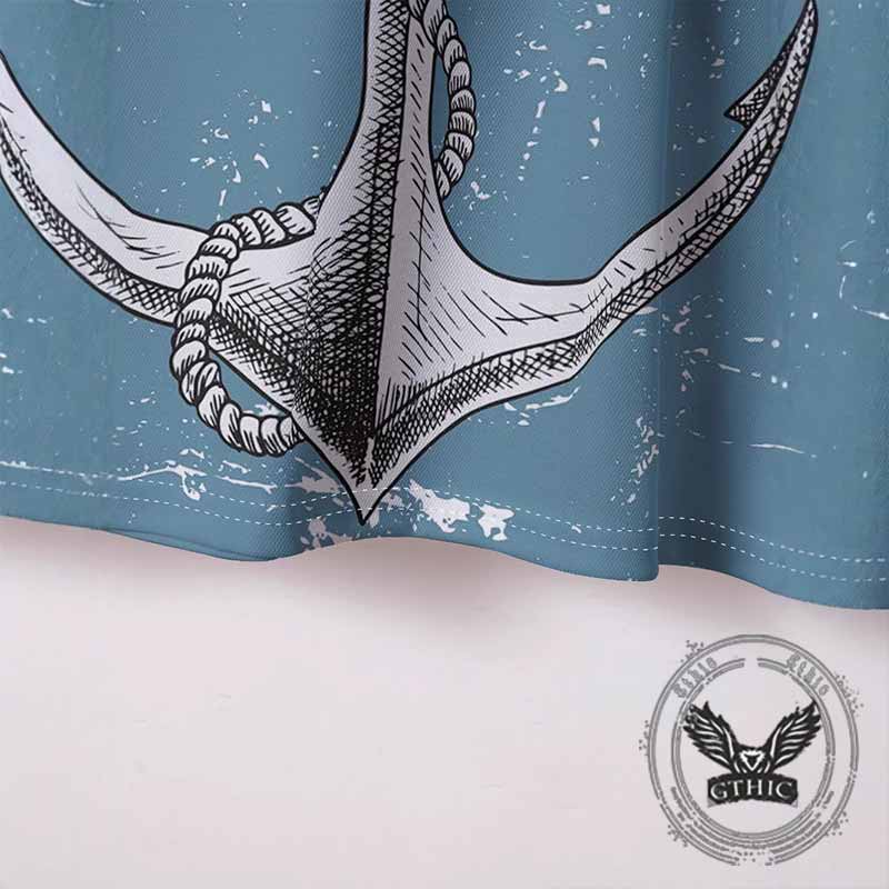 Casual Anchor Graphic Print Short Sleeve Polo Shirt