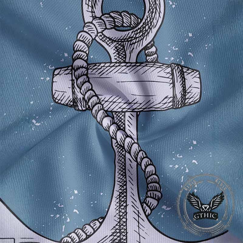 Casual Anchor Graphic Print Short Sleeve Polo Shirt