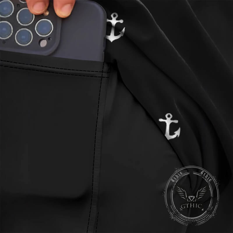 Casual Anchor Print Quick Dry Double Layer Beach Shorts