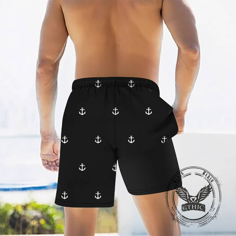 Casual Anchor Print Quick Dry Double Layer Beach Shorts | Gthic.com