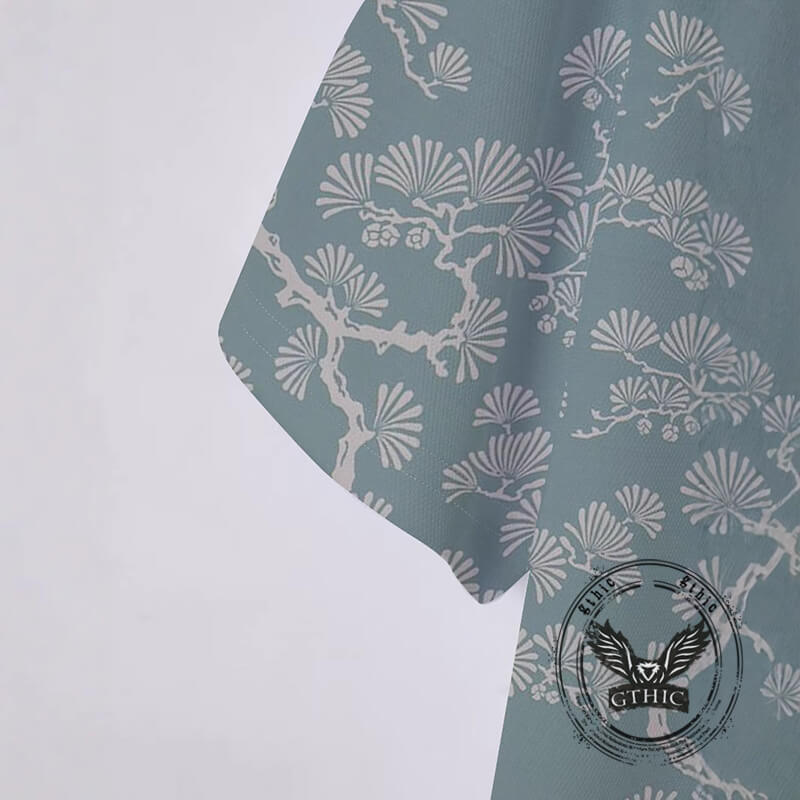 Casual Botanical Print Short Sleeve Polo Shirt | Gthic.com