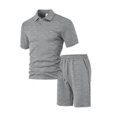 Casual Breathable Jacquard Polo Shirt Shorts Set | Gthic.com