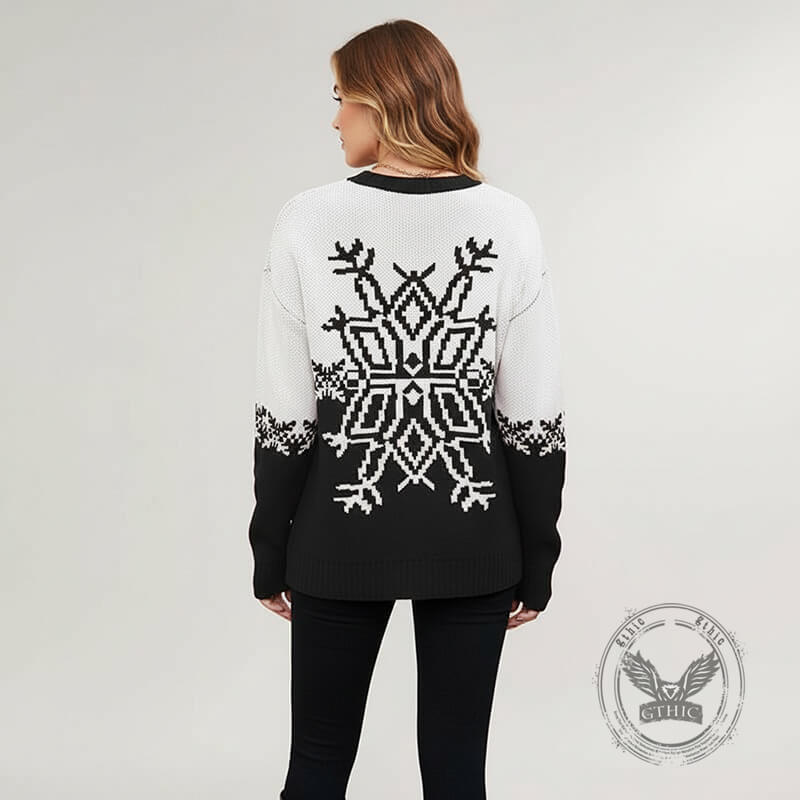 Casual Christmas Snowflake Loose Knit Sweater