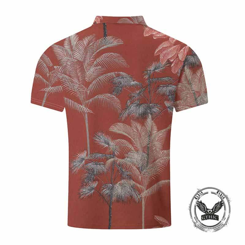 Casual Coconut Tree Print Short Sleeve Polo Shirt 02 | Gthic.com