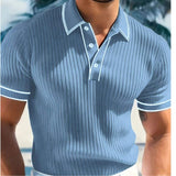 Casual Color-Blocked Breathable Collared Polo Shirt