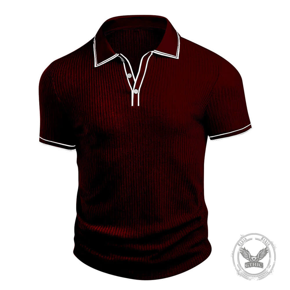 Casual Color-Blocked Breathable Collared Polo Shirt