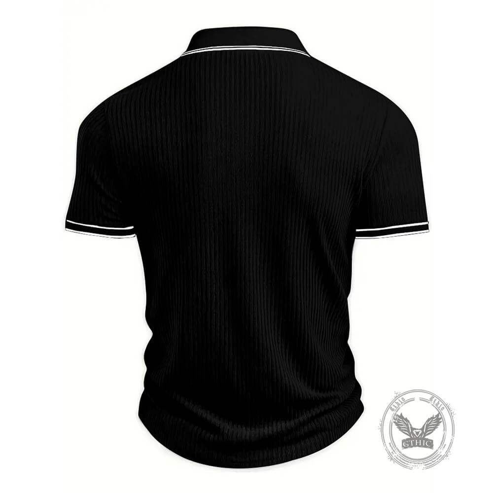 Casual Color-Blocked Breathable Collared Polo Shirt