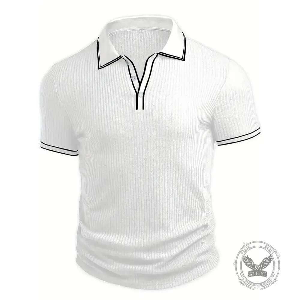 Casual Color-Blocked Breathable Collared Polo Shirt