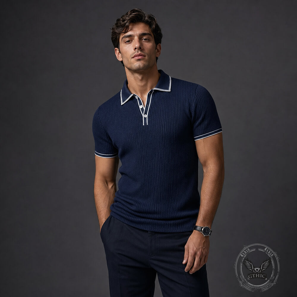 Casual Color-Blocked Breathable Collared Polo Shirt | Gthic.com