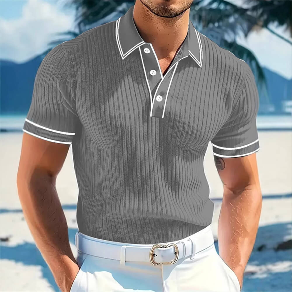 Casual Color-Blocked Breathable Collared Polo Shirt | Gthic.com
