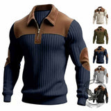 Casual Color-Blocked Half-Zip Lapel Sweatshirt | Gthic.com