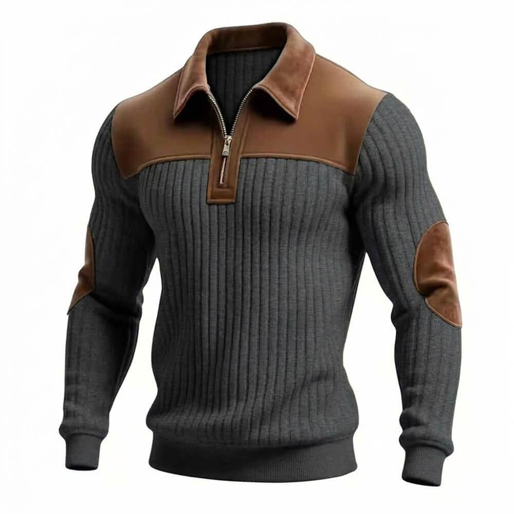 Casual Color-Blocked Half-Zip Lapel Sweatshirt | Gthic.com
