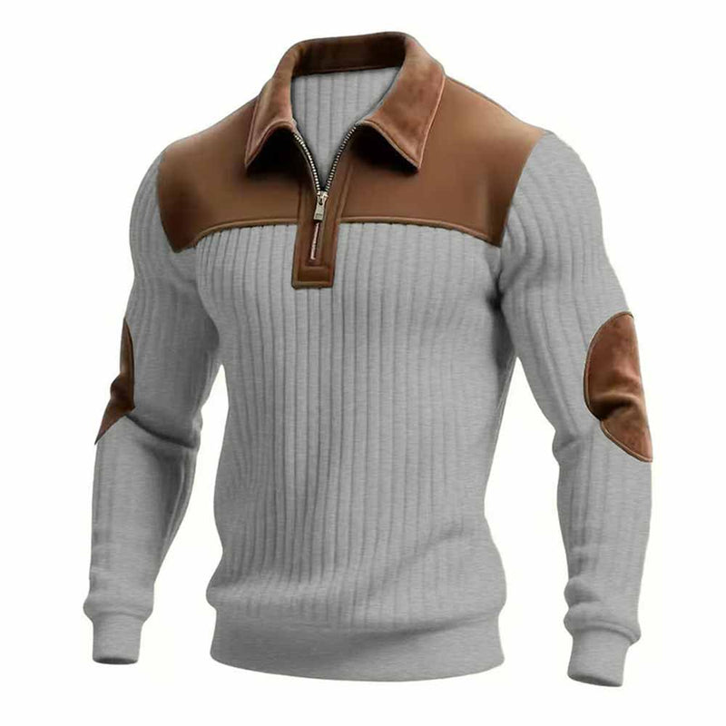 Casual Color-Blocked Half-Zip Lapel Sweatshirt | Gthic.com