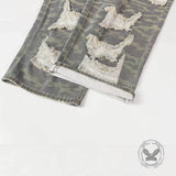 Pantaloni punk da uomo in cotone con stampa teschio patch