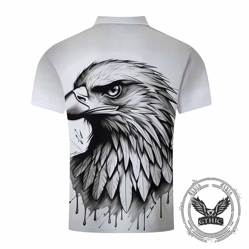Casual Eagle Print Short Sleeve Polo shirt 02 | Gthic.com