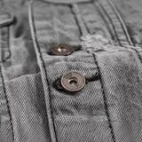 Casual Grey Distressed Denim Biker Vest