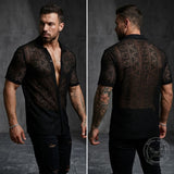 Casual Holiday Sheer Lace Short-Sleeve Shirt | Gthic.com