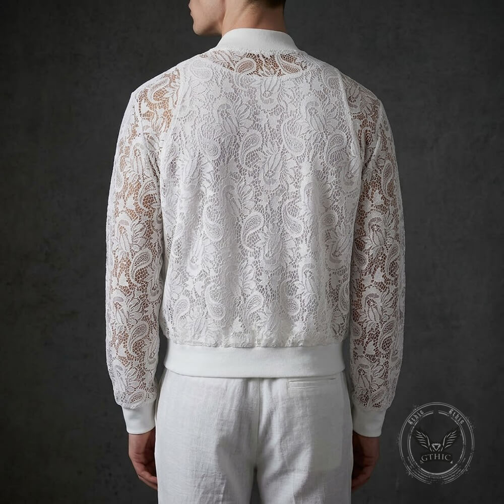 Casual Hollow See-Through Lace Long-Sleeve Jacket | Gthic.com