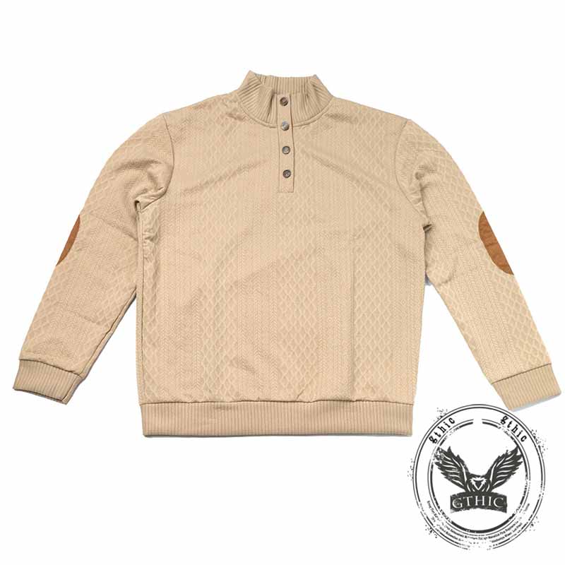 Casual Jacquard-Design Stand Collar Knit Sweatshirt