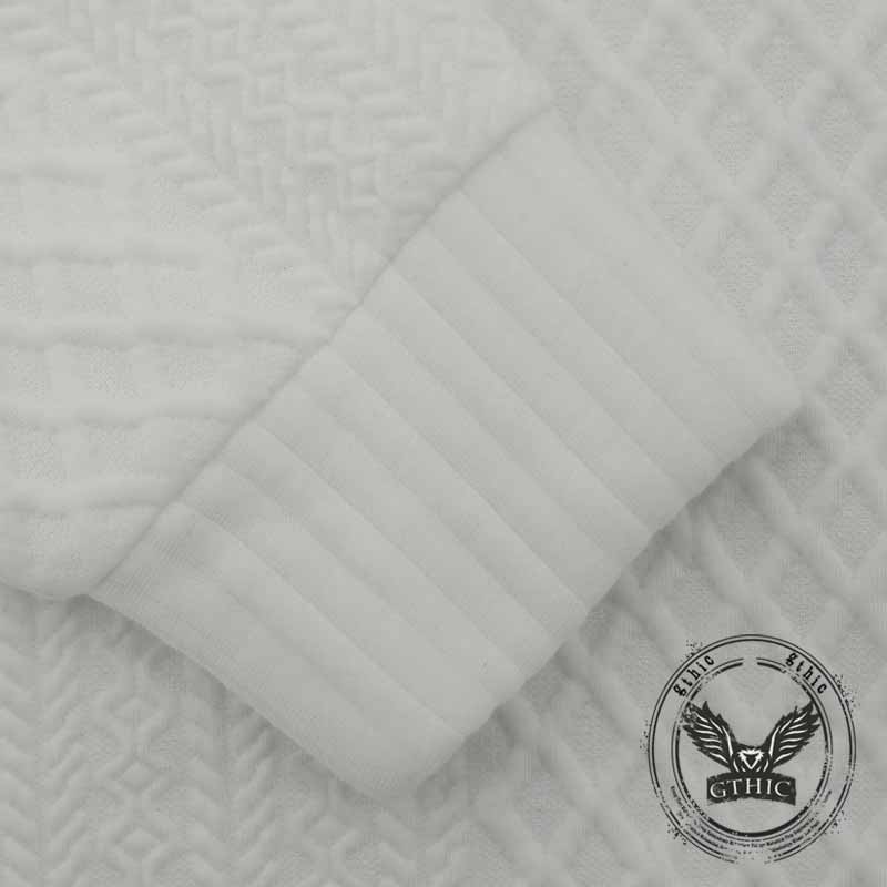 Casual Jacquard-Design Stand Collar Knit Sweatshirt