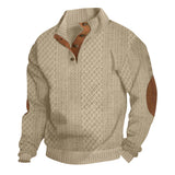 Casual Jacquard-Design Stand Collar Knit Sweatshirt | Gthic.com