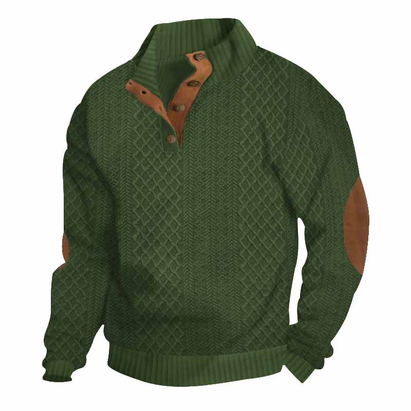 Casual Jacquard-Design Stand Collar Knit Sweatshirt