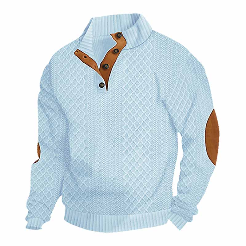 Casual Jacquard-Design Stand Collar Knit Sweatshirt