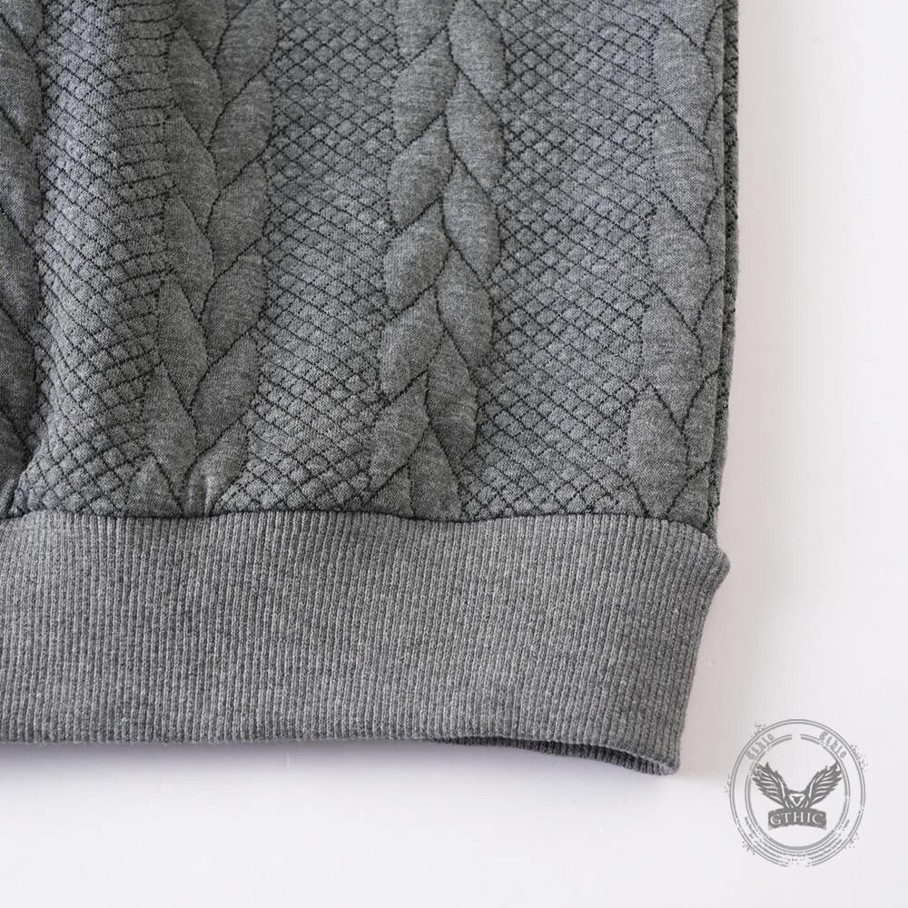 Casual Jacquard Half-Open Zipper Knit Lapel Collar Sweatshit