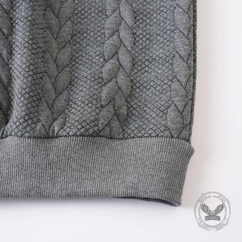 Casual Jacquard Half-Open Zipper Knit Lapel Collar Sweatshit