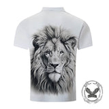 Casual Lazy Lion Print Short Sleeve Polo Shirt | Gthic.com