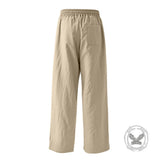 Casual Loose-Fit Solid-Color Linen Drawstring Sports Pants